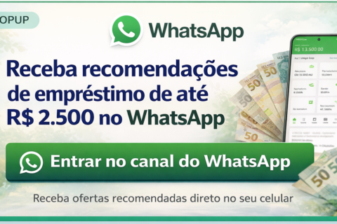 Receba recomendações de empréstimo de até R$ 2.500 no WhatsApp
